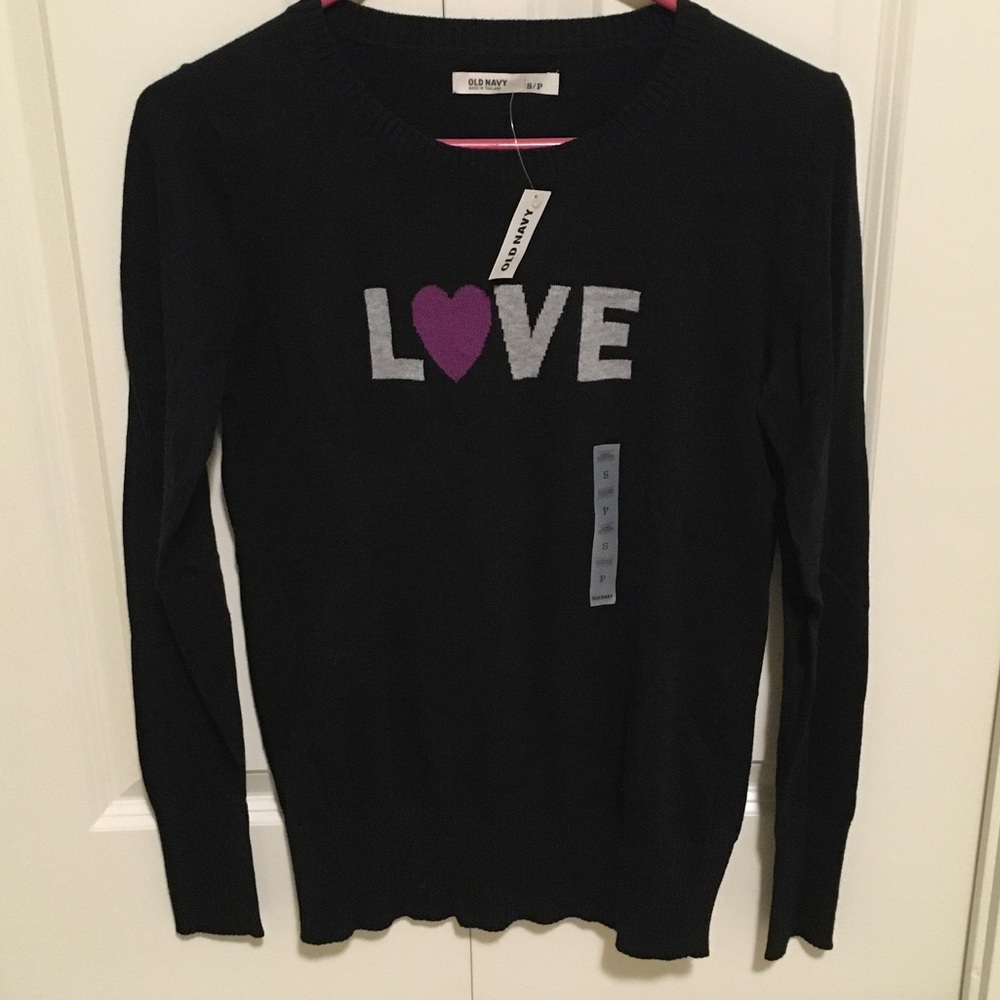 Old Navy Black Sweater with Love Graphic